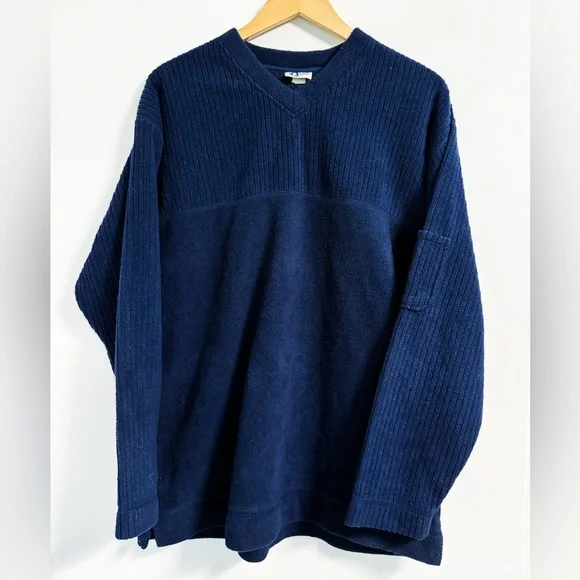 Arizona Jean Co Navy V Neck Sweater M Ribbed Knit Unisex - Picture 1 of 14